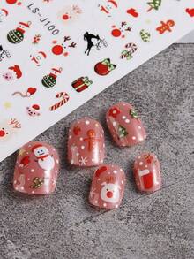 3pcs Christmas 3D Nail Sticker Xmas Snowflake Tree Santa Gingerbread Candy Gift Winter Nail Art Stickers Decoration Nails - Multicolor - View 5