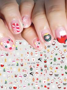 3pcs Christmas 3D Nail Sticker Xmas Snowflake Tree Santa Gingerbread Candy Gift Winter Nail Art Stickers Decoration Nails - Multicolor - View 1