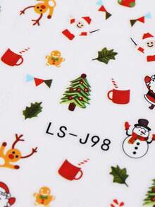 3pcs Christmas 3D Nail Sticker Xmas Snowflake Tree Santa Gingerbread Candy Gift Winter Nail Art Stickers Decoration Nails - Multicolor - View 6