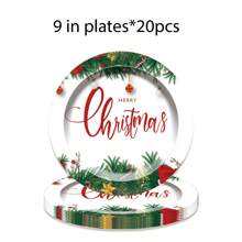 60 piezas/set Juego desechable de vajilla para fiestas navideñas, incluye platos de papel de 9"/7", platos de postre y tazas para café/bebidas frías - Multicolor - Ver 6