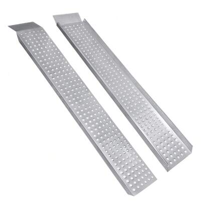  Froadp 2x Access Ramp Steel Loading Ramp Loading Ramps | Max 400 Kg | Loading Dock | Loading Rail | Galvanized Steel | Non-Slip For Car, Motorcycle, Quad, Silver