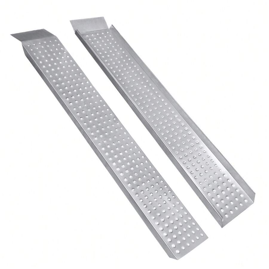 Froadp 2x Access Ramp Steel Loading Ramp Loading Ramps | Max 400 Kg | Loading Dock | Loading Rail | Galvanized Steel | Non-Slip For Car, Motorcycle, Quad, Silver - Silver - View 1