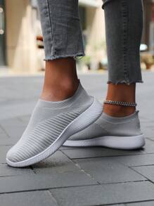 Zapatos deportivos atléticos de salón, livianos y transpirables, con suela antideslizante, de color gris, para mujeres, para primavera y otoño - Gris - Ver 5