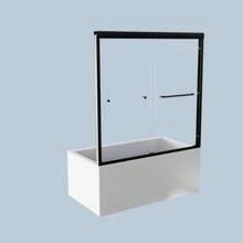 56 英寸-60 英寸宽 * 58 英寸高半无框双滑动浴缸门，旁通浴缸淋浴，1/4 英寸（6 毫米）厚 SGCC 钢化玻璃门，哑光黑色家居浴室装饰 - 黑色 - 查看 10