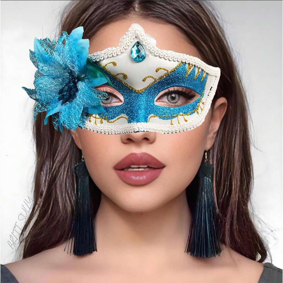 1pc Halloween Costume Prop Masquerade Mask Half Face Mask Party Accessory - Multicolor - View 1