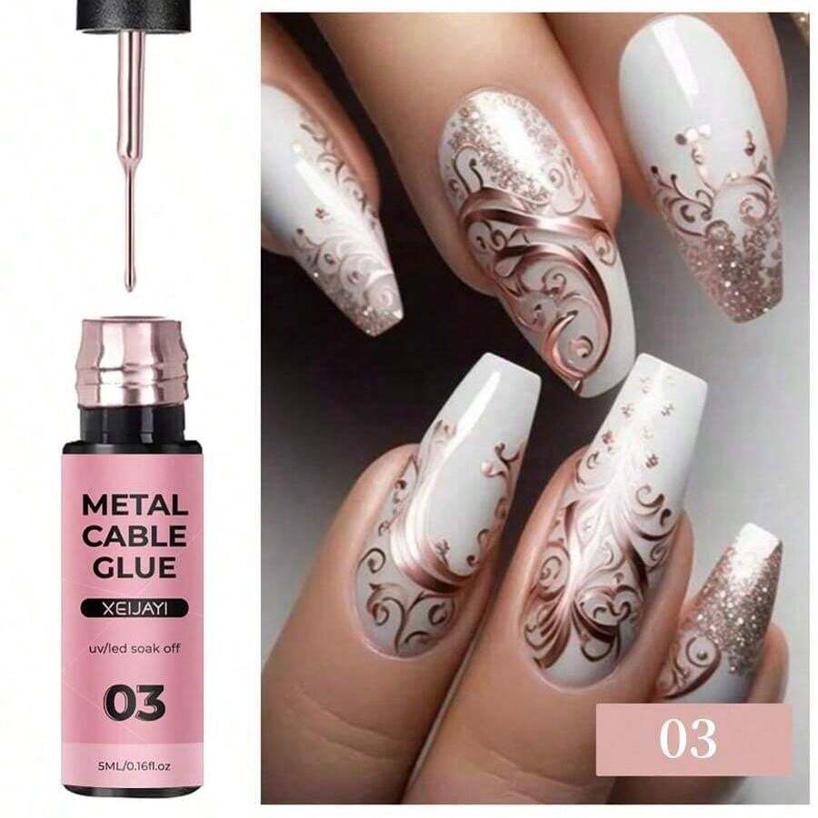 XEIJAYI Nail Art Liner Gel For Edging And Painting, High-Density Metallic Gel, Professional Nail Salon Use - 粉色 - 查看 1