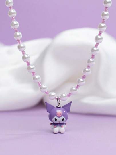 Sanrio Collier Kuromi au style d'image Sanrio, vêtements de style bande dessinée amusants, mignons et adaptés à la vie quotidienne