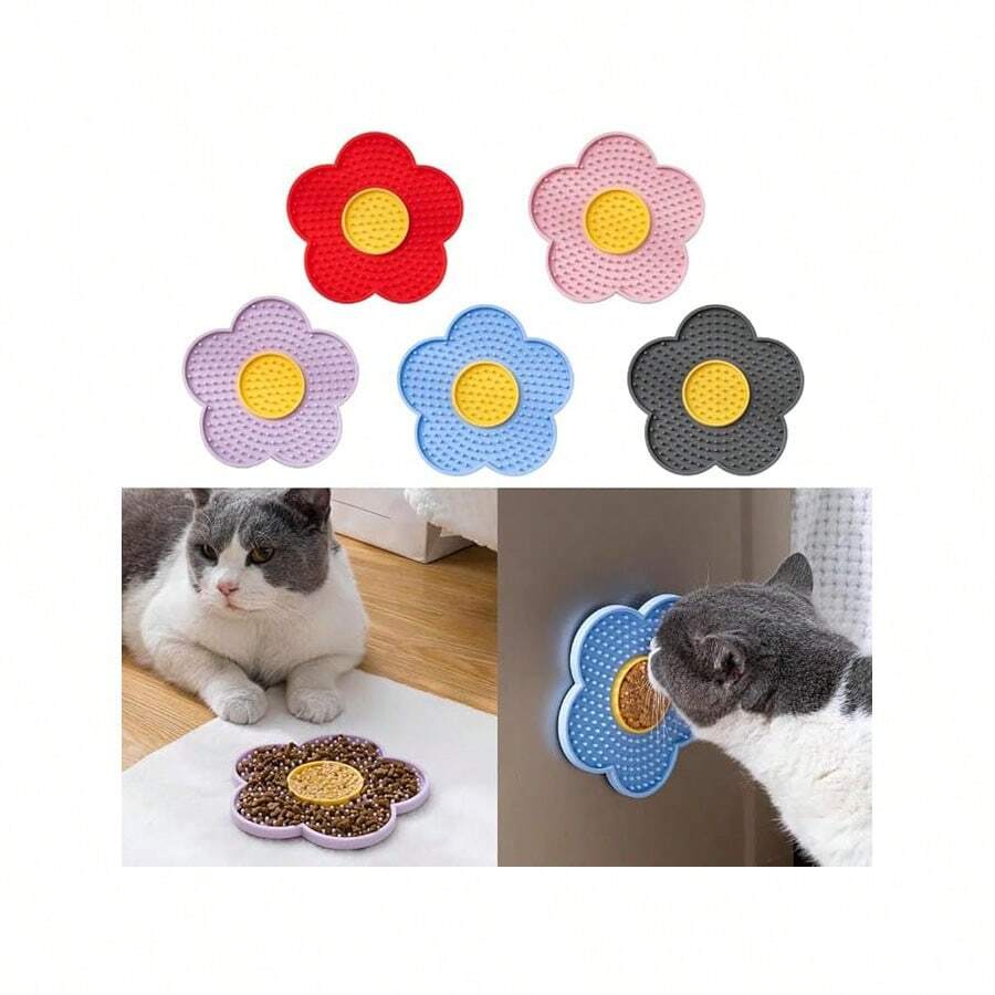 向日葵双色硅胶宠物舔垫，可爱猫狗用品 - 彩色 - 查看 1