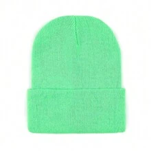 1pc Women's Fashionable Solid Color Knit Beanie Hat, Warm Daily Wear Halloween - Multicolor - View 15