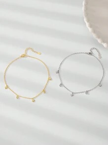 925 Sterling Silber Niedlich Mini Sonnen Design Fußkette, Jugendliche Alltagsmode, Party Event Festival Geschenk