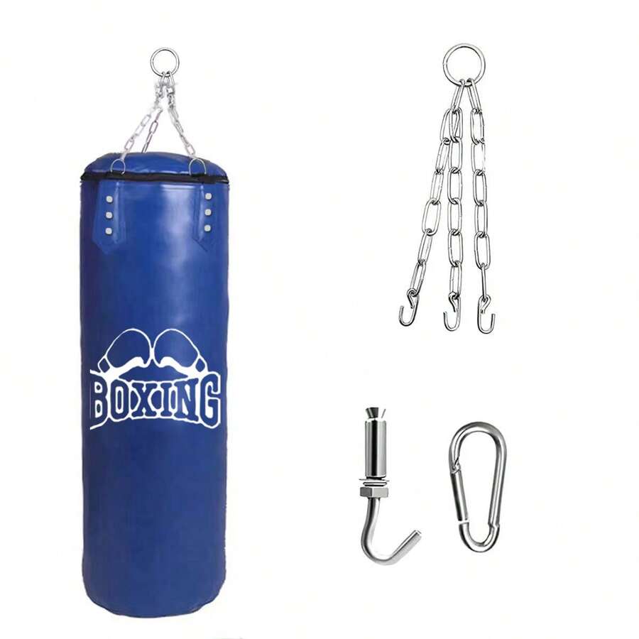 1set Unloaded Durable PU Material Boxing Training Punching Bag With Hook & Chain For Teens & Adults - Royal Blue - View 1