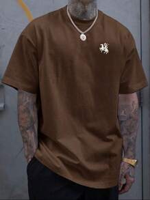 Men's White Trim T-Shirt Premium 100% Cotton Shirt Mesh 30.1 - 鏽棕色 - 查看 1