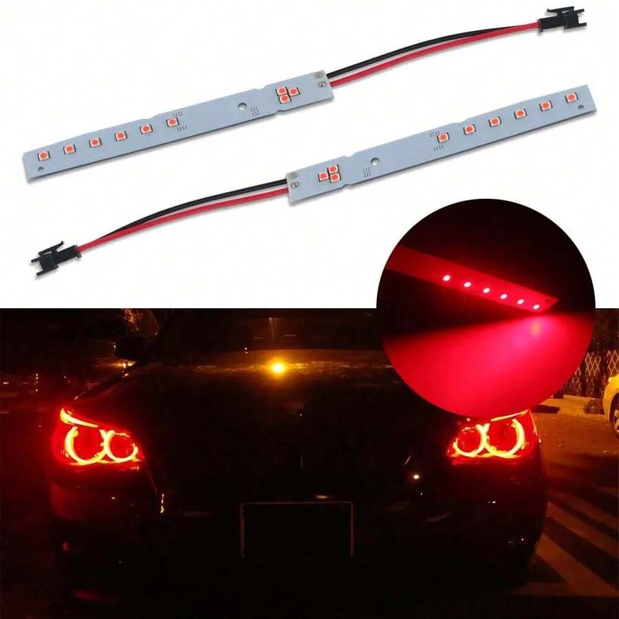 2pcs Ice Blue/Red/White LED Strips Eyelid Eyebrow Mod Headlight For BMW E60 LCI M5 5 Series - Đỏ - Xem 1