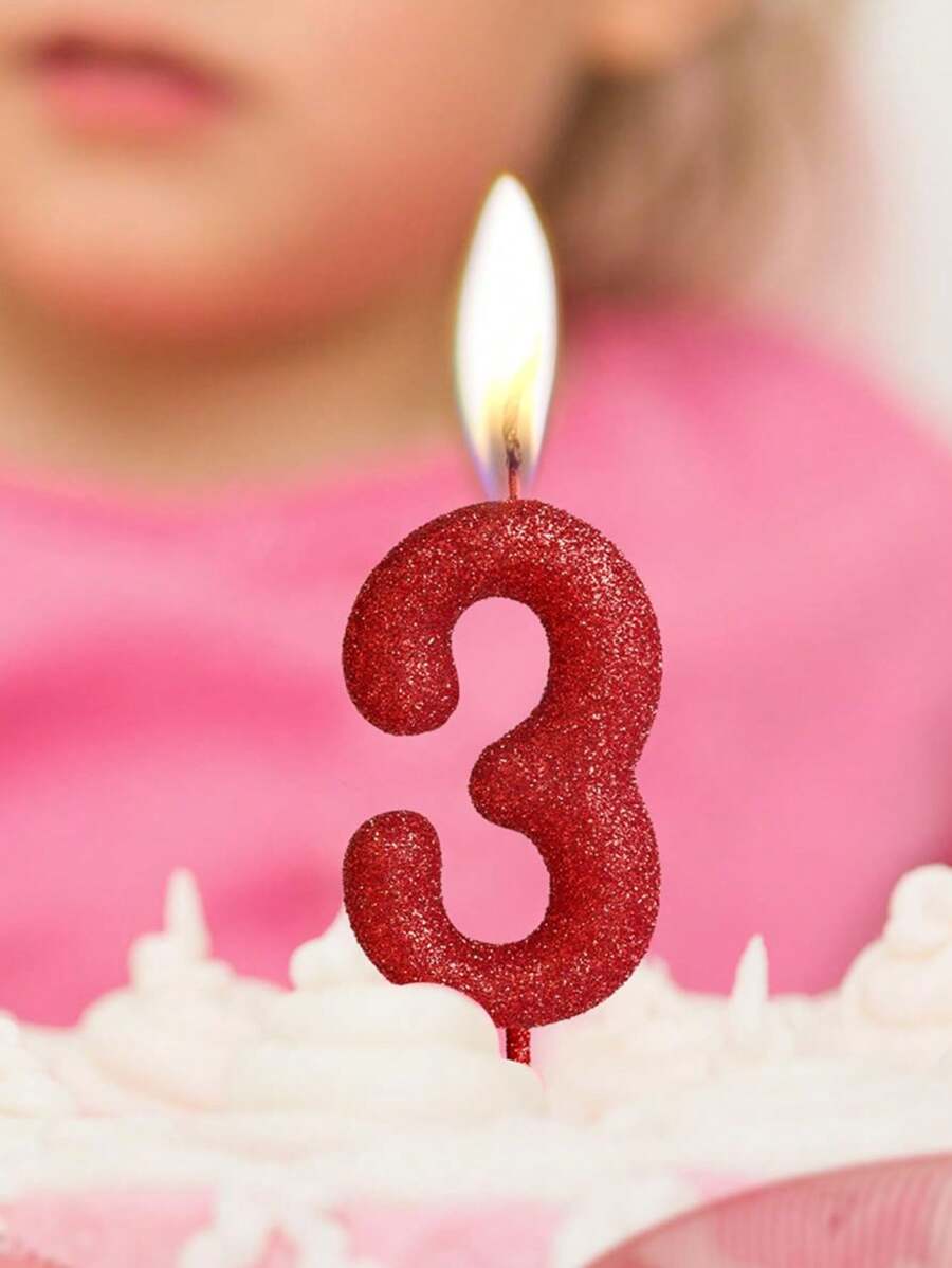 1 件装饰数字 0-9 生日派对蛋糕装饰蜡烛返校情人节 - 紅色 - 查看 1