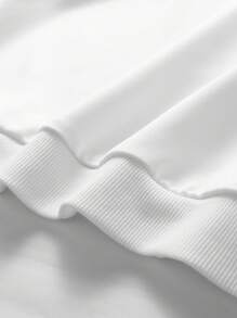 2pcs Fall Men's Sweatshirt And Sweatpants Set, White Long Sleeve Crewneck Casual Top, Knitted Elastic Waist Drawstring Black Joggers, Letter Graphic Printed, Cozy Outfits