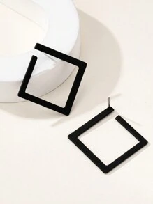 1 par de pendientes cuadrados de hierro minimalistas y modernos para mujer, joyería para fiestas y uso diario