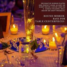 Acrylic Round Mirror Tray, Wedding Party Mirror Tray, Desktop Candle Plate Decor - Gold - View 10