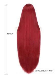 Universal Cosplay Wig Synthetic Heat Resistant Fiber Wig 40 Inch/100cm Long Straight Fashion Women's Costume Wig (Red) - Multicolor - View 3