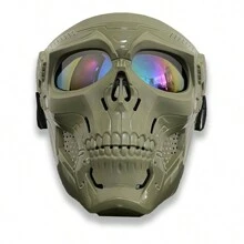 万圣节装饰骷髅面具全脸战术面具适用于 CS 生存游戏射击角色扮演电影彩弹射击万圣节恐怖面具 - 彩色 - 查看 12