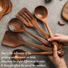 AIUHI 5pcs Wooden Cooking Spoon Set Wok Turners Natural Wooden Utensil Kitchen Spatula Set Skimmer Spoon Wood Turner Cutlery Set Wooden Spatula Soup Spoons
