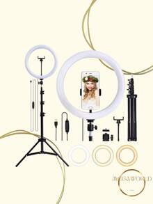 10-Inch Ring Light, 2.1m Tripod, Phone Holder And Multifunctional Control - Enhance Your Creativity! - 2個單位 - 查看 1