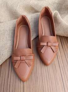 Women's Black Comfortable Flat Loafers - Lạc đà - Xem 2