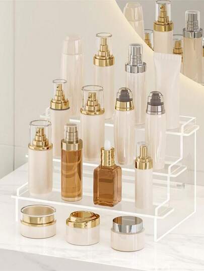 1 件亚克力化妆品收纳盒，多层展示架，适用于香水、护肤品、化妆品、浴室、卧室、家居装饰，坚固的梯形设计