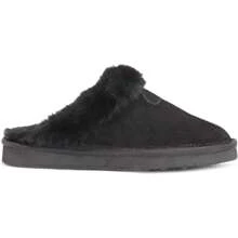Womens Real Suede Winter Warm Mules Slippers - Black - View 4