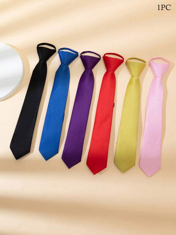1pc 32cm Adjustable Solid Color Narrow Tie For Children, Students, Performances, Daily Accessories With Suit, Dress Shirt
