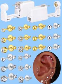 2-4pcs Ear Piercing Kit Disposable Ear Piercing Gun Kit Self Piercing Gun And Build-In 4mm 5mm Crown Star Earrings Stud DIY At Home Ear Piercing Gun - Hypoallergenic, And Painless - Multicolor - View 12