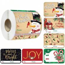 TYFYO Autocollants décoratifs de Joyeux Noël pour l'emballage de cadeaux, étiquettes-cadeaux avec bonhomme de neige, 250 pièces, décorations festives