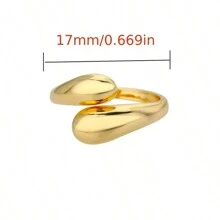 1 chiếc nhẫn hở hình học Unisex, nhẫn cocktail dạng vòng tay thời trang, phụ kiện thanh lịch thiết kế mặt rộng, trang sức kẹp nhẫn tùy chỉnh - Vàng - Xem 6