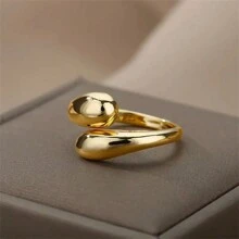 1 chiếc nhẫn hở hình học Unisex, nhẫn cocktail dạng vòng tay thời trang, phụ kiện thanh lịch thiết kế mặt rộng, trang sức kẹp nhẫn tùy chỉnh - Vàng - Xem 4