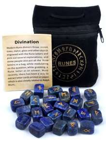 优质天然水晶玛瑙符文石、青金石符文符号、绿紫水晶雕刻字母袋装珠宝套装 - 一套水晶刻字套裝 - 查看 7