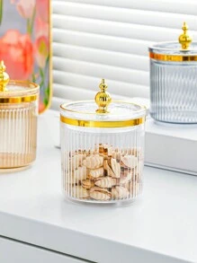 1pc/2pcs/3pcs Storage Jar With Lid & Sealed Metal-Cap, Portable Transparent Candy Jar For Tea, Coffee, Bean, Sugar, Cake, Spice, Home & Kitchen Supplies - Multicolor - View 7