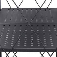 Storage 3 Tier Wide Folding Metal Shelf ,Rolling Trolley Utility Cart Black Outdoor Decor - Black - View 10