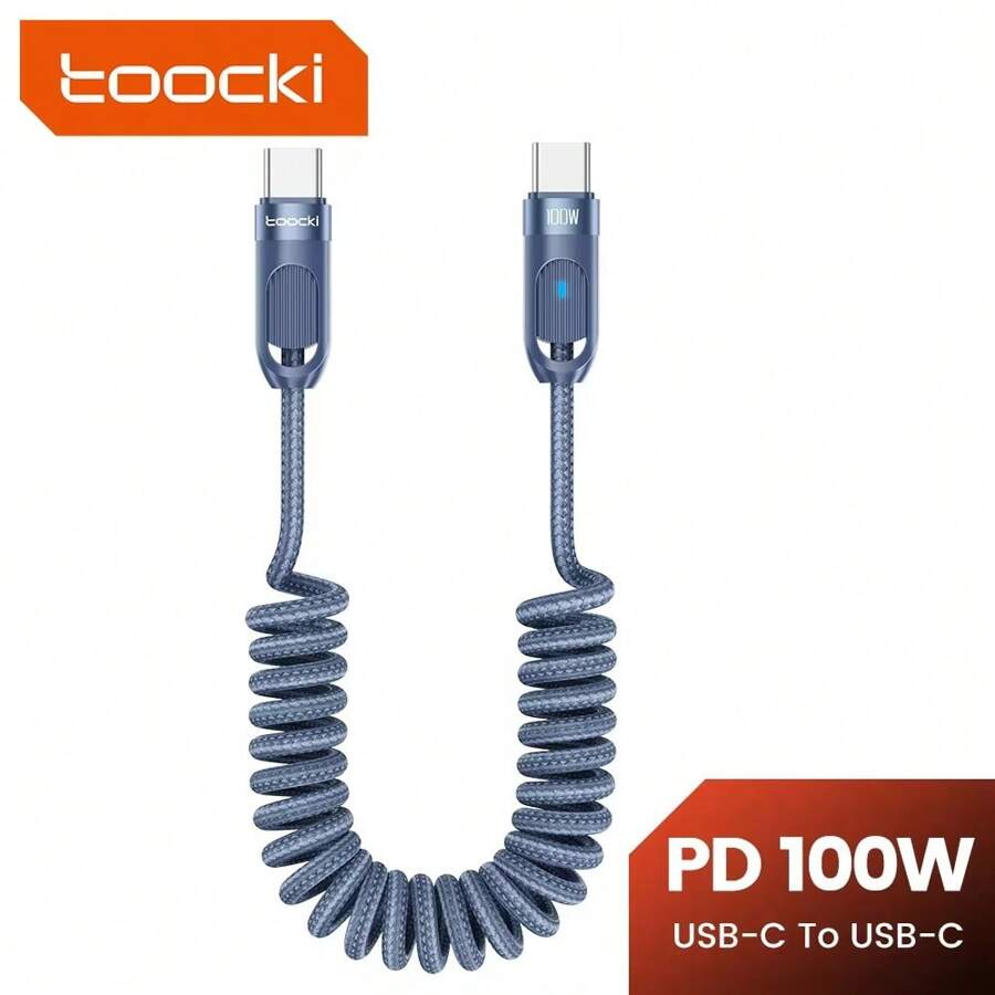 Toocki PD100W Type C To Type C Cable LED Indicator 5A Fast Charge USB C