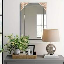 4 件装角木雕刻贴花未上漆木质贴花嵌体 DIY 木雕家具贴花嵌体适用于墙壁床门衣柜橱柜家具装饰 - 如圖所示 - 查看 4