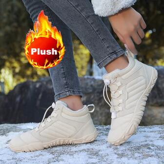 New Thermal-Lined Outdoor Sports Casual Shoes For Men And Women, Thermal Lining For Warmth And Comfort, Thermal Lined Warm Outdoor Ankle Boots, Anti-Slip Hiking Boots, Work Boots, Casual Daily Hiking Cycling