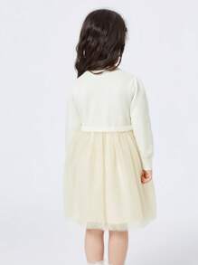 Balabala 少女连衣裙蝴蝶结连衣裙时尚甜美