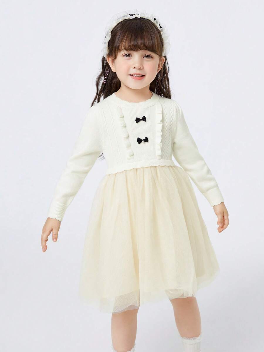 Balabala 少女连衣裙蝴蝶结连衣裙时尚甜美