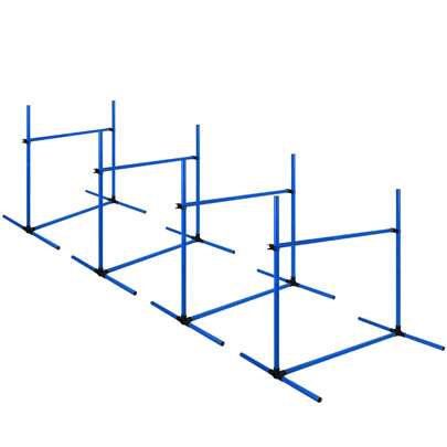  Froadp 4 Set PVC Agility Hurdles Pet Slalom Training Bars Adjustable Height Jumping Bars Set For Dogs Cats Conditional Training Jumping Power, Agility - Blue