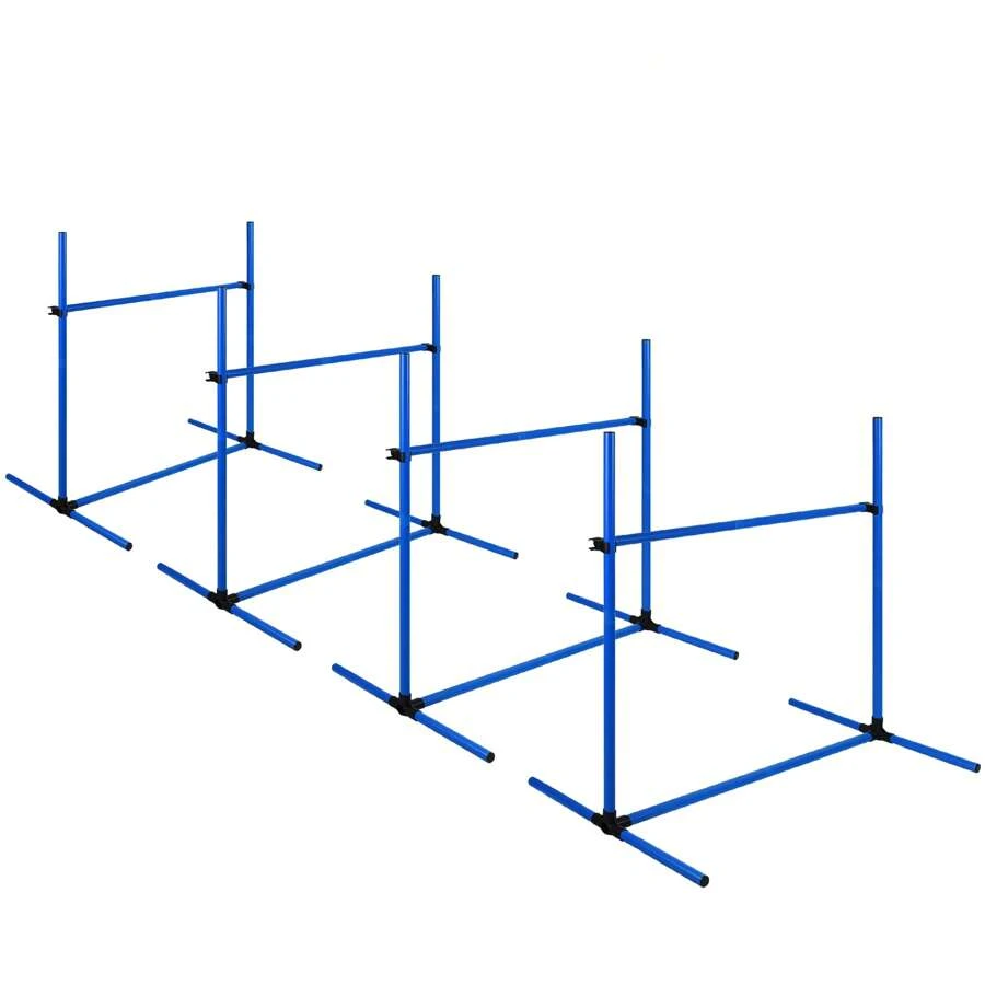 Froadp 4 Set PVC Agility Hurdles Pet Slalom Training Bars Adjustable Height Jumping Bars Set For Dogs Cats Conditional Training Jumping Power, Agility - Blue - Blue - View 1
