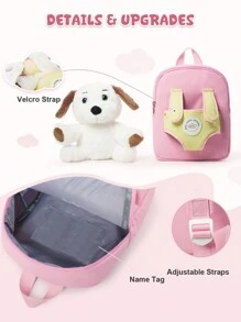 Mochila de Boneca de Cachorrinho Fofo com Zíper para Meninas e Meninos Crianças, Mochila Escolar Leve Mochila Bolsa Escolar com Alça Ajustável para Crianças do Jardim de Infância, Estudantes do Ensino Fundamental e Médio, Mochila de Notebook Viagem Kawaii, Mochila Casual À Prova D'água, Boneca de Desenho Animado Pode ser Desmontada, Mochila Essencial para Férias de Verão, Opção de Cores Diversas