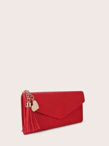 1pc Customizable Long Wallet With Cash Card & ID Slots Personalized Name And Heart Tassel Charm For Women Wallet Long - Multicolor - View 7