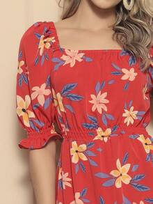 Women's Midi Dress | Crepe With Elastec L Polka Dots L Off The Shoulder. - 紅色 - 查看 4