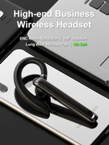 REMAX Business Bluetooth Earphones, 180° Rotation, Free Left/Right Wear, Supports Dual Device Connection, Waterproof & Sweatproof, ENC Smart Noise Cancellation, HD Calling, Voice Prompts - Black - View 1