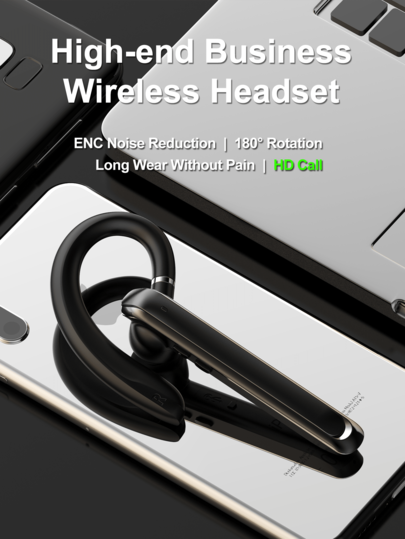 REMAX Business Bluetooth Earphones, 180° Rotation, Free Left/Right Wear, Supports Dual Device Connection, Waterproof & Sweatproof, ENC Smart Noise Cancellation, HD Calling, Voice Prompts