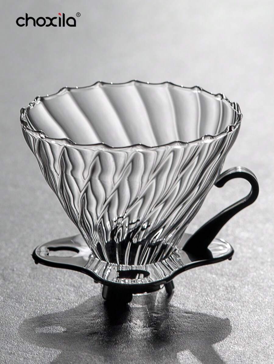 choxila 1个高硼硅玻璃咖啡滴滤器，容量1-4杯，咖啡滤杯，手动滴滤玻璃咖啡过滤器，适用于办公室或家庭，咖啡冲泡漏斗，家用滴滤咖啡机，咖啡制作用品，返校季 - 斜紋濾杯 - 查看 1
