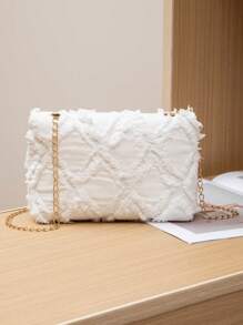 Tas Tangan Wanita Fashion Eropa dan Amerika Musim Semi/Panas Terbaru Grosir Tas Bahu/Selempang Unik Bentuk Persegi Kecil yang Manis - Putih - View 6